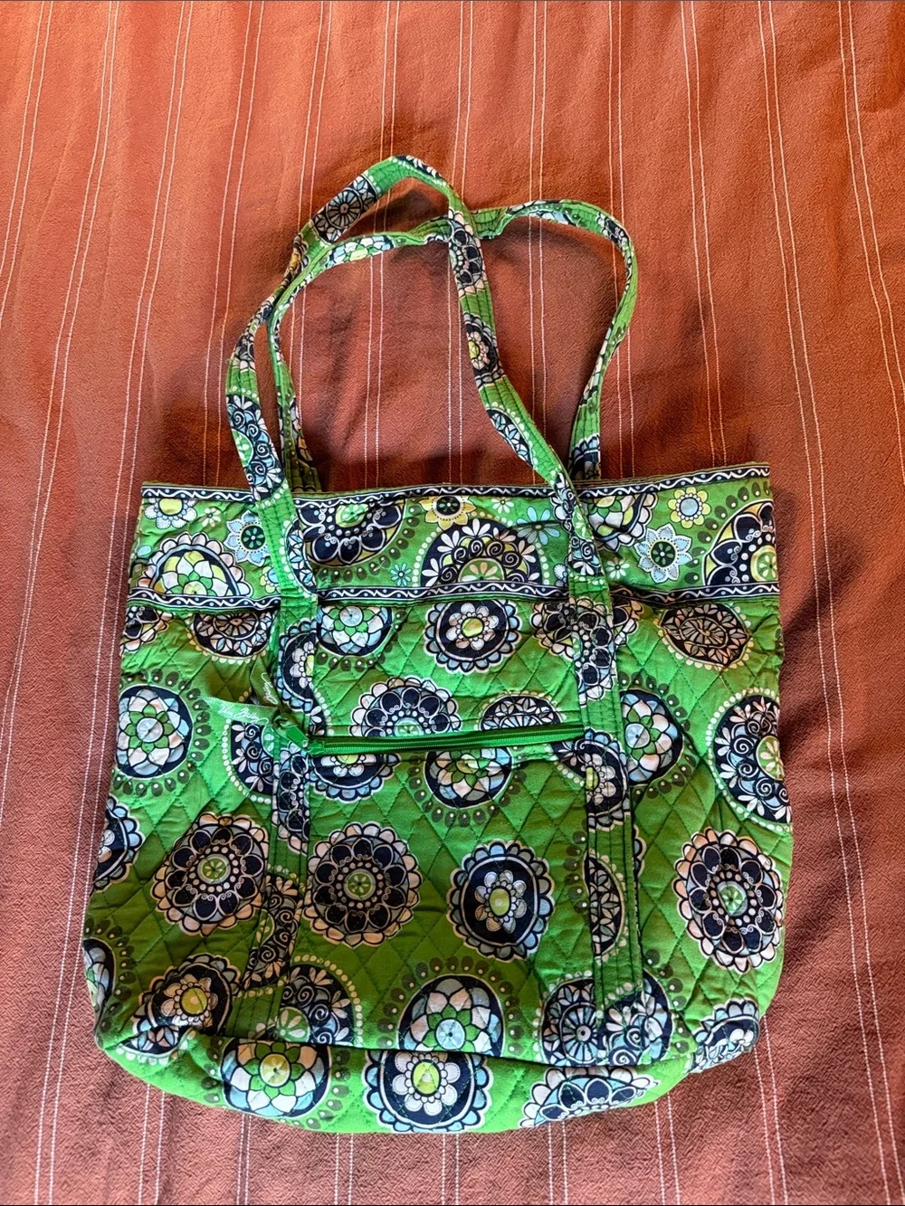 Vera Bradley Green Quilted Floral Tote